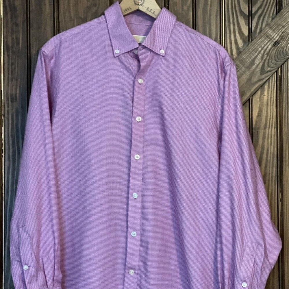Michael Michael Kors Men's Wine Check Dress Shirt 16 32/33 EUC